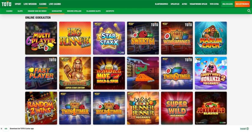 TOTO casino gokkasten aanbod review