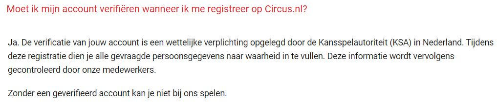 Circus Accountverificatie