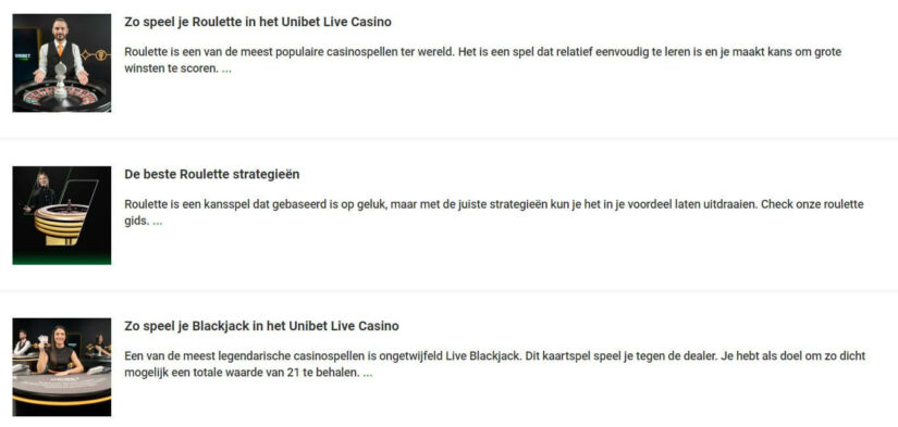 Unibet Live Casino Gidsen