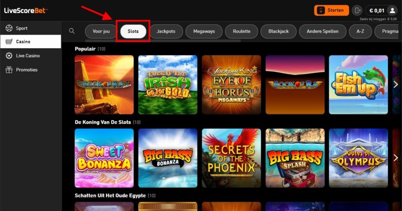 beoordeling van online slots aanbod bij livescorebet